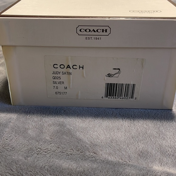 BRAND NEW Coach-Judy Satin, Size 7 Color-Silver, 3IN wedge heel with ankle strap - Picture 8 of 8